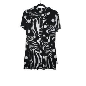 Frank Lyman Women's Abstract Dot Collared Button-Down Dress Size 10 Art to Wear